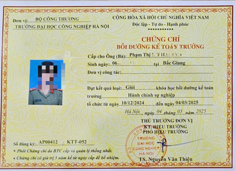 CHỨNG CHỈ KTT HCSN