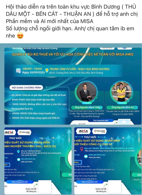 Hội thảo phần mềm Misa - Khu vực TP.HCM (Bình Dương cũ)
