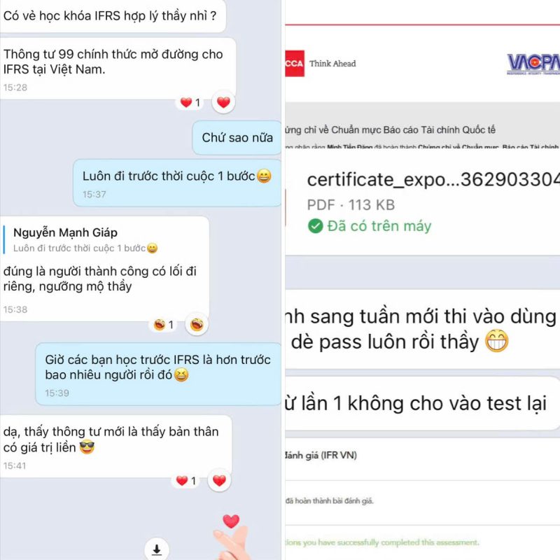 Phản hồi Học viên sau khóa học IFRS