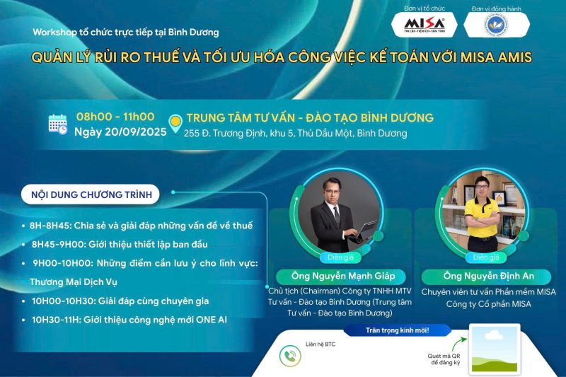 Workshop Quản lý rủi ro thuế & Phần mềm Kế toán Misa Amis
